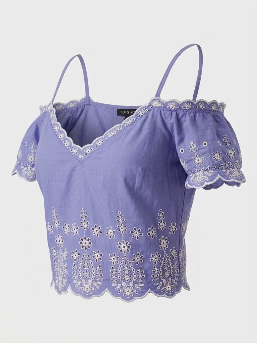 TopShop Periwinkle Blue Eyelet Crop Top 8 Cottagecore Fairy
